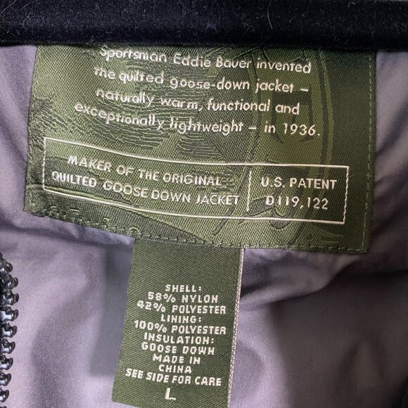 Eddie Bauer Black Down Quilted Vest Men Size Large Nylon Goose Down Lightweight - Picture 11 of 16